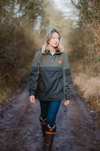 Two-tone hooded anorak in the New Forest Ladies Nightjar Smock style