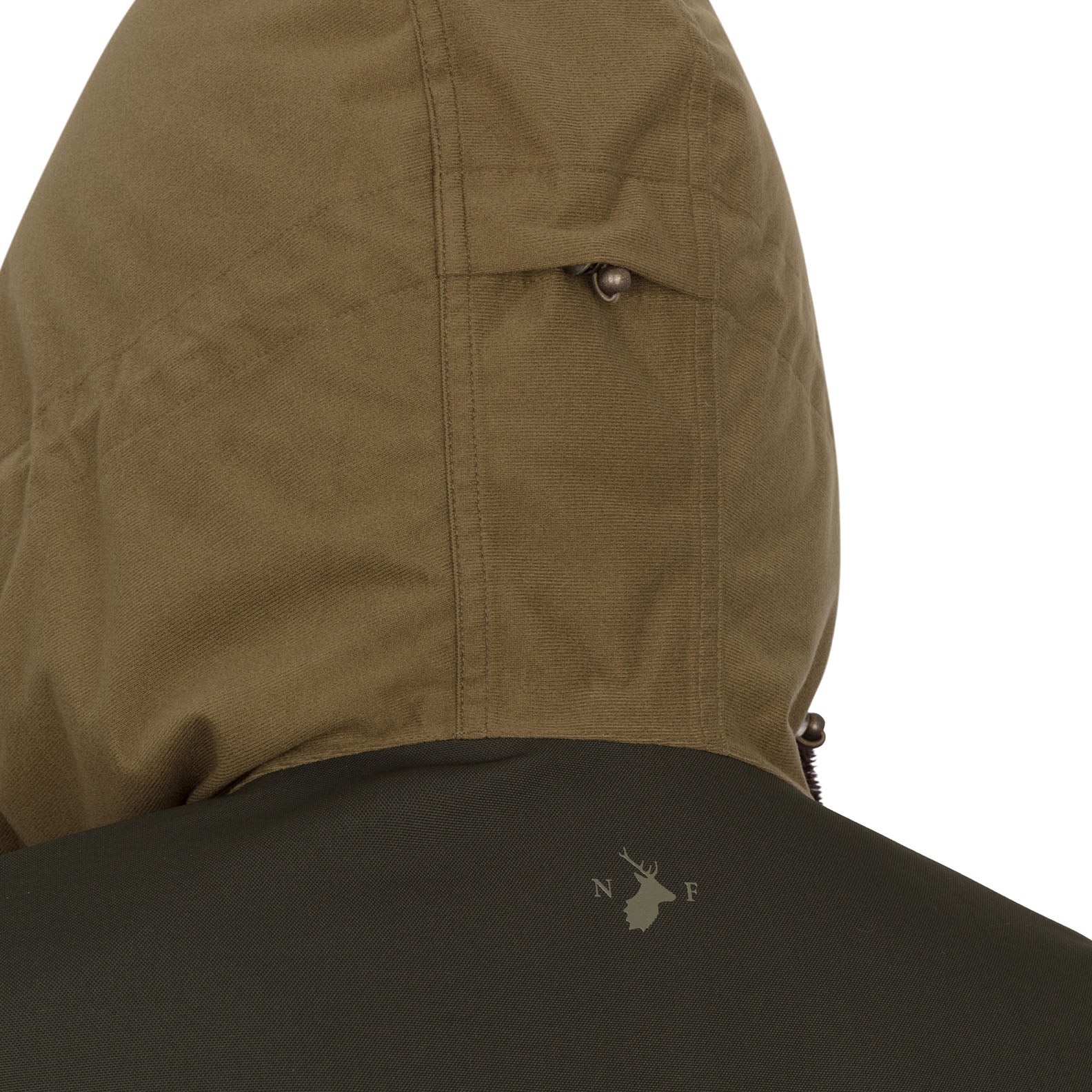 Khaki and dark green hooded jacket from the New Forest Ladies Nightjar Smock collection