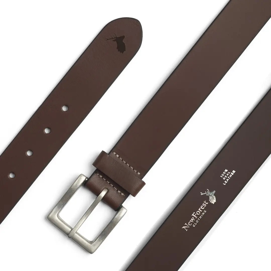 Brown leather belt with silver buckle, perfect for country clothing and outdoor adventures