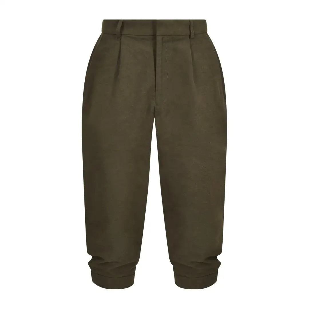 Olive green Moleskin Breeks with cuffed hems and a pleated waist for ultimate style