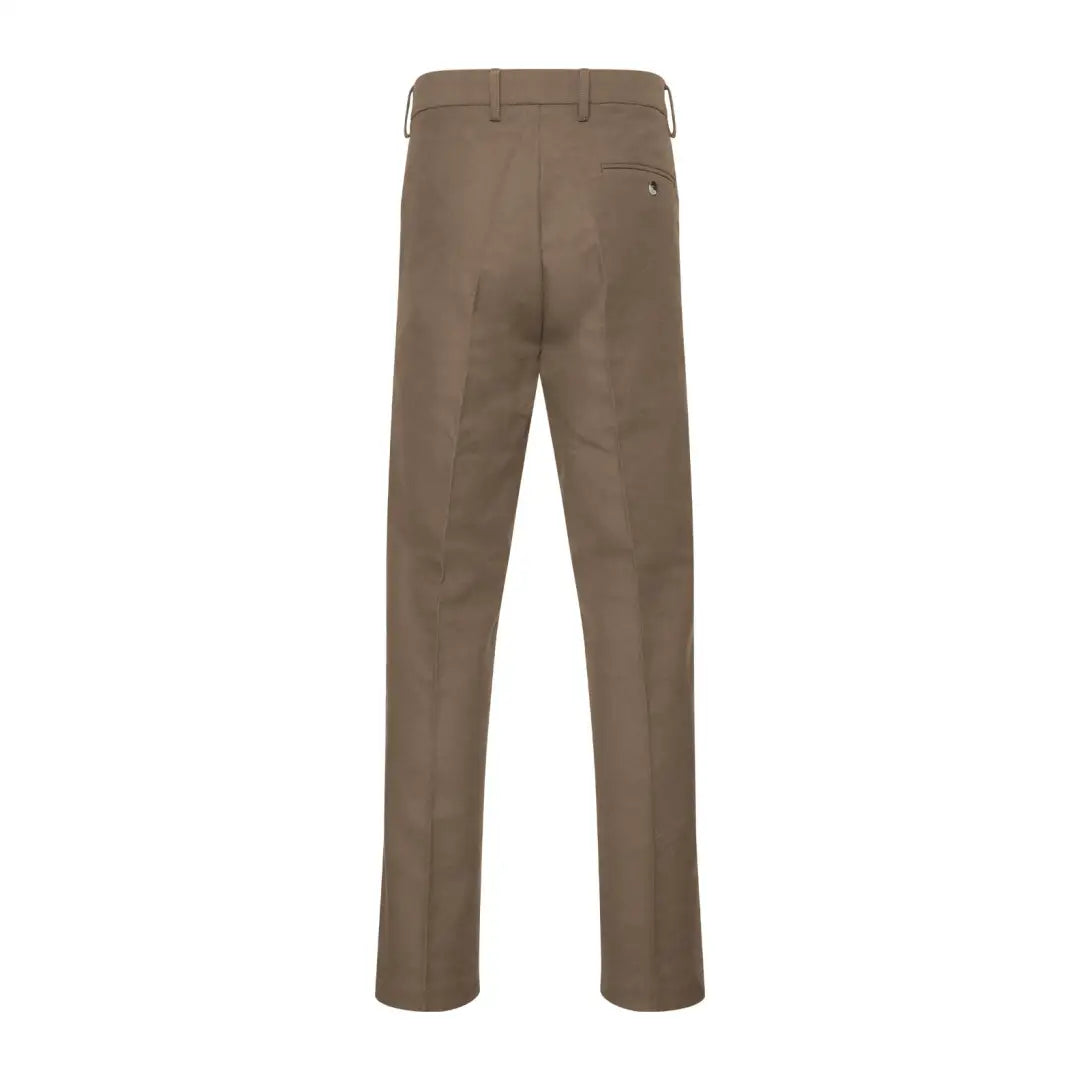 Khaki Forest Moleskin Trousers featuring belt loops and back pockets for a stylish look