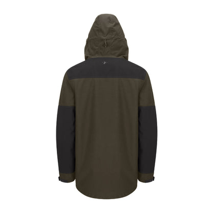 Olive green and black hooded jacket, perfect for outdoor adventures in the Forest Nightjar Smock