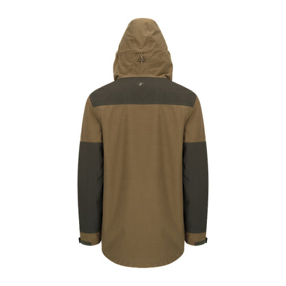 Brown and olive green hooded jacket from the Forest Nightjar Smock collection