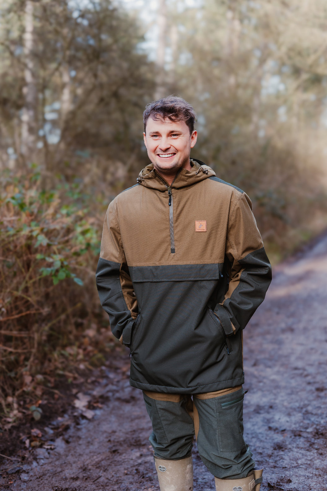 Brown and black hooded anorak, perfect for your Forest Nightjar Smock adventures