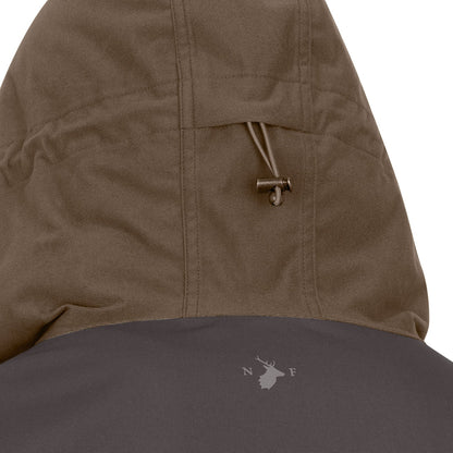 Brown hooded jacket with drawstring from the Forest Nightjar Smock collection