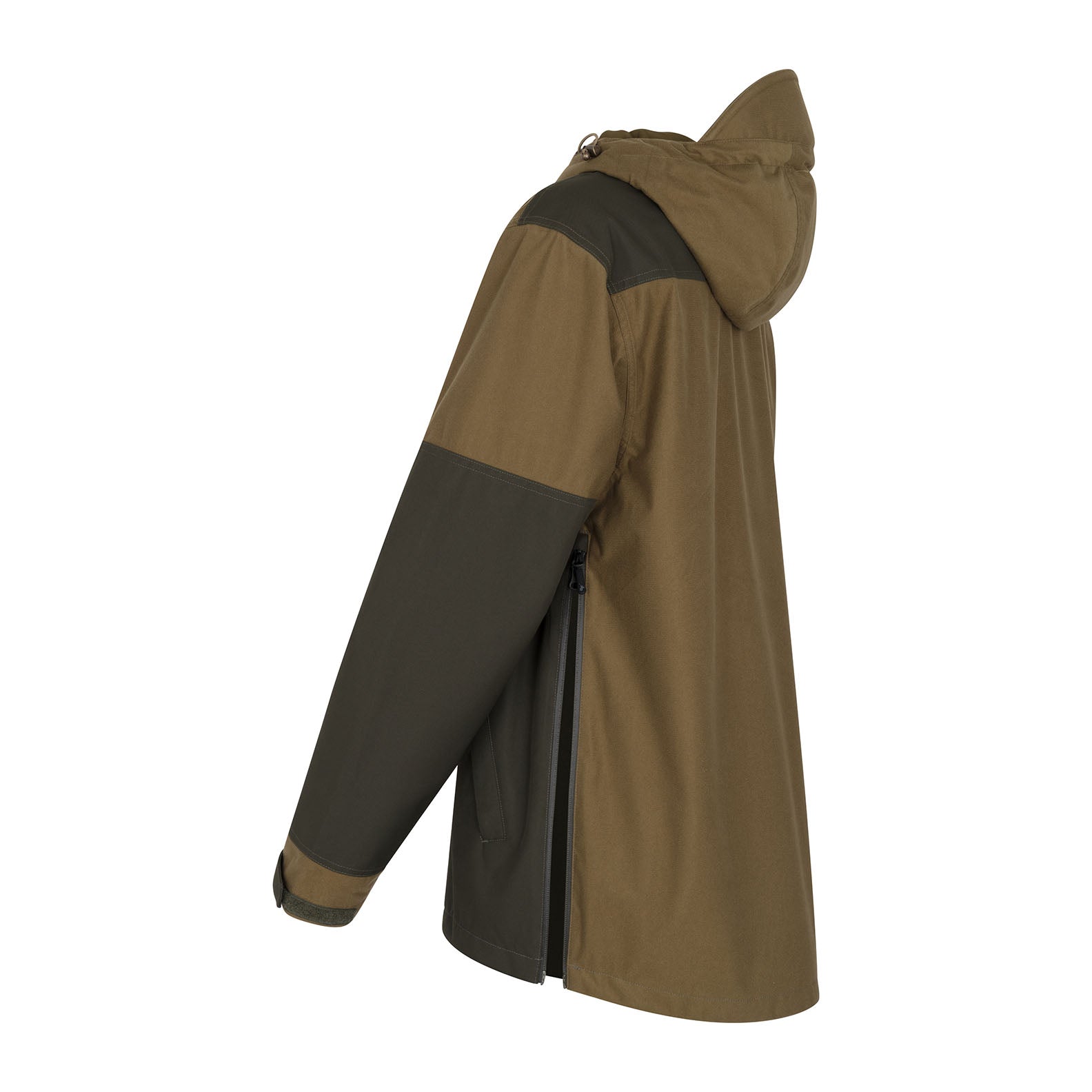 Two-tone hooded outdoor jacket from the Forest Nightjar Smock collection