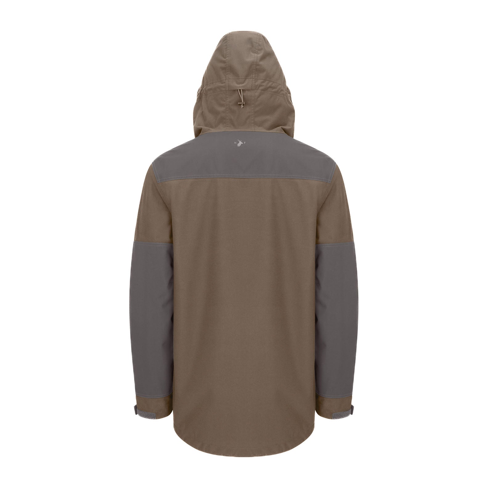 Brown and gray hooded jacket from the Forest Nightjar Smock collection