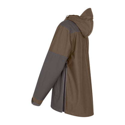 Brown and gray hooded jacket, perfect for cozy adventures in the Forest Nightjar Smock