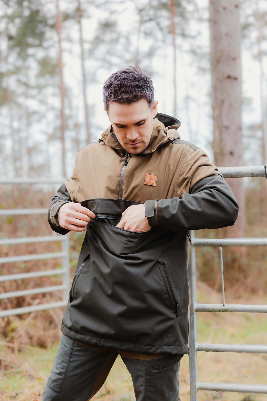 Stylish two-tone Hooded Anorak from the Forest Nightjar Smock collection