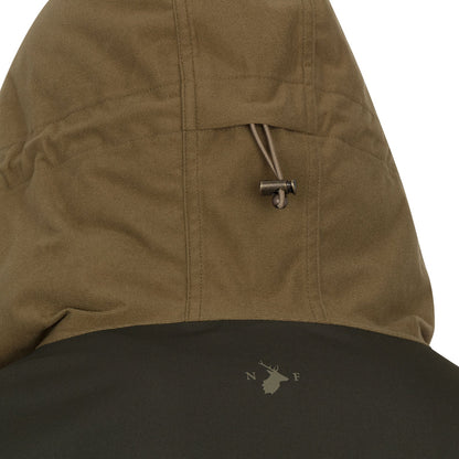 Khaki jacket hood with drawstring from the New Forest Nightjar Smock collection