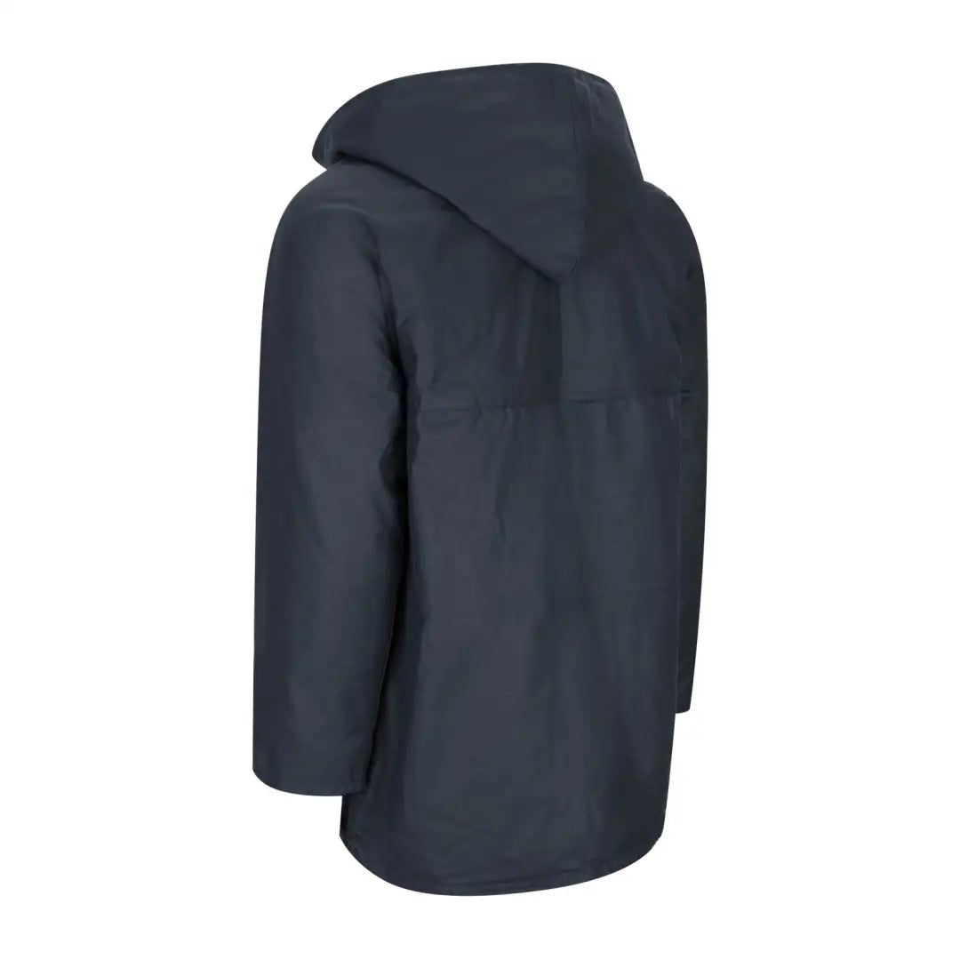 Dark gray padded wax jacket with a minimalist design ideal for forest clothing