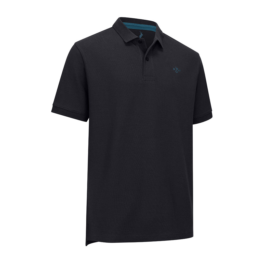 Black short-sleeved New Forest Pique Polo Shirt, perfect for casual or smart-casual wear