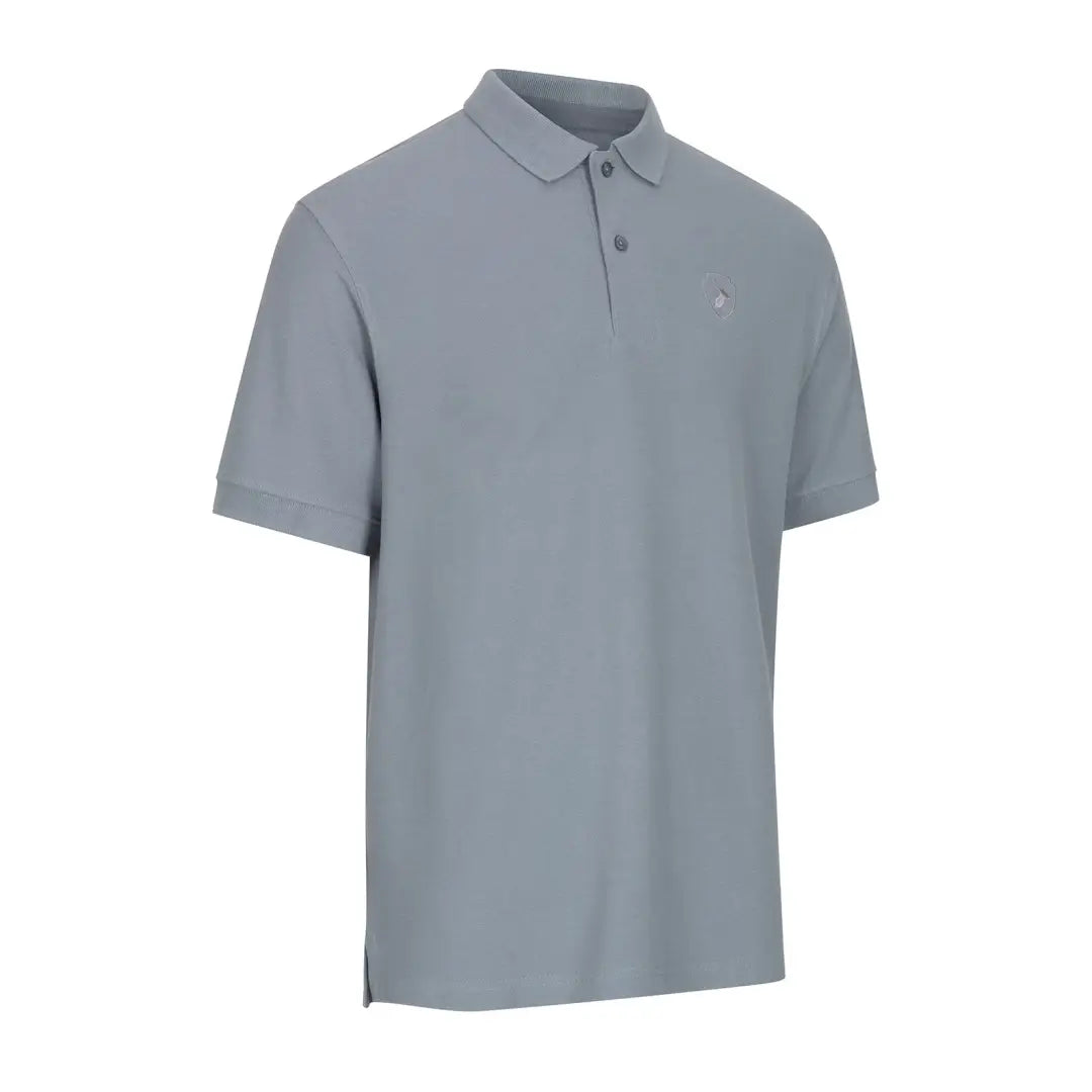 Gray short-sleeved New Forest Pique Polo Shirt with collar and buttons