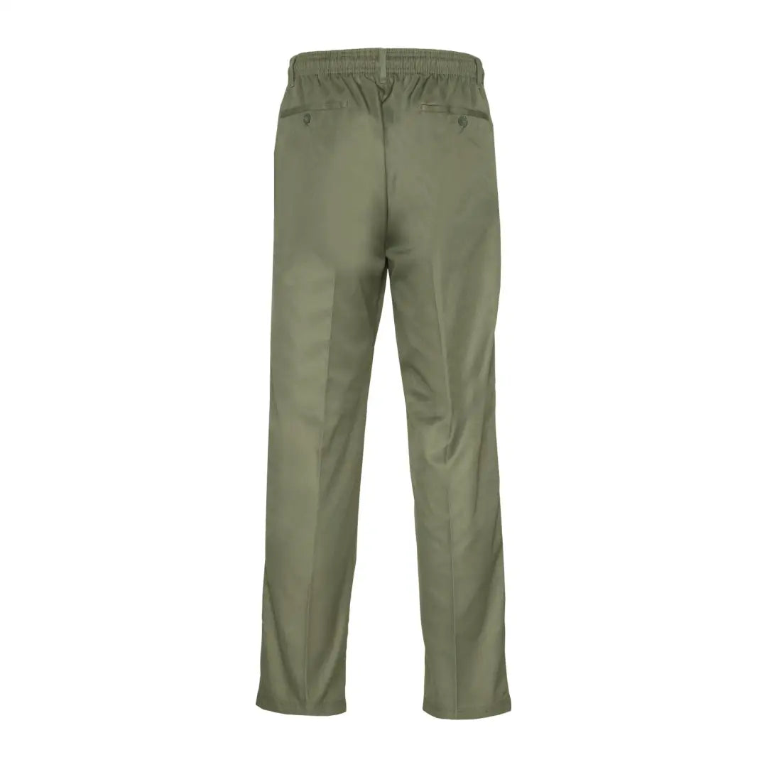 Olive green elastic waistband straight-leg rugby trousers for plus size comfort