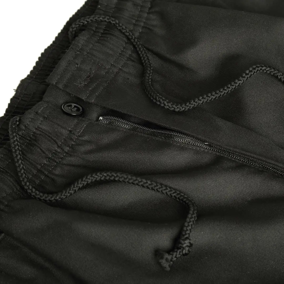 Black drawstring waistband of New Forest Plus Size Rugby Trousers for comfy fit