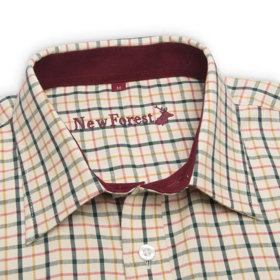 Plaid short sleeve shirt with New Forest branding, perfect for country clothing lovers