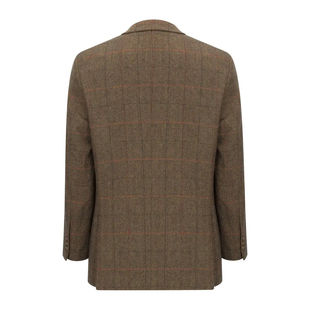 Brown tweed blazer with windowpane check in premium wool tweed fabric for style