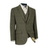 Green tweed blazer with windowpane pattern made from premium wool tweed fabric