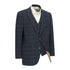 Navy blue windowpane check wool tweed blazer and waistcoat from New Forest collection