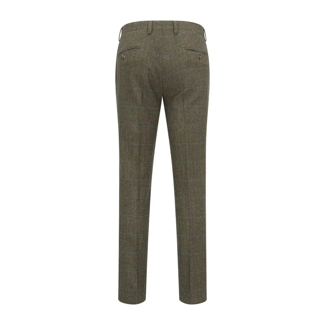 Olive green New Forest Premium wool tweed trousers with back pockets and belt loops