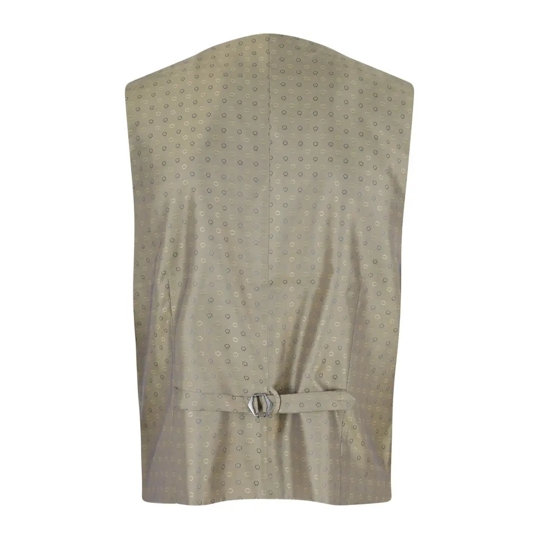 Beige wool tweed waistcoat with a cool pattern and adjustable back strap