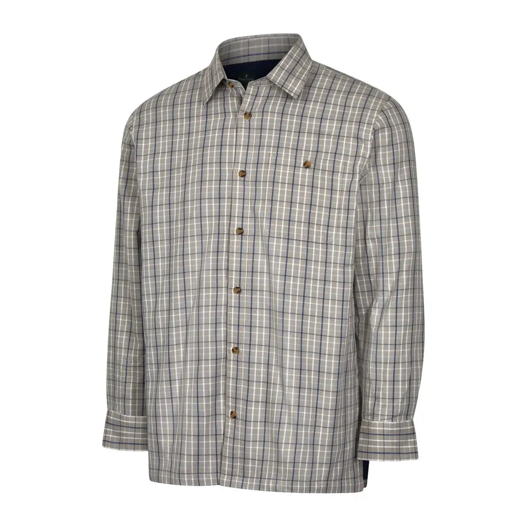 Plaid New Forest fleece lined shirt with collar and chest pocket for comfy style