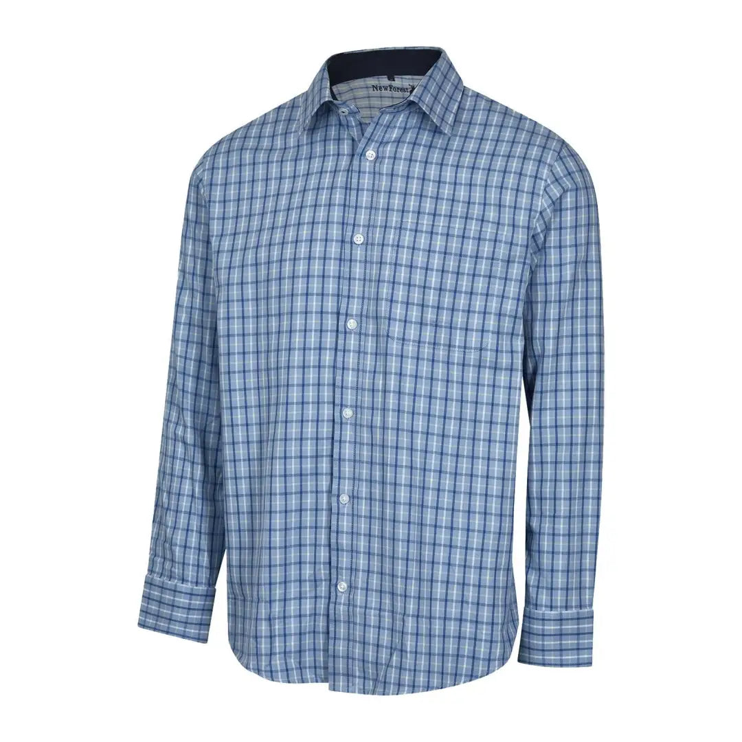 Blue and white plaid long sleeve Premium Tattersall Shirt from New Forest