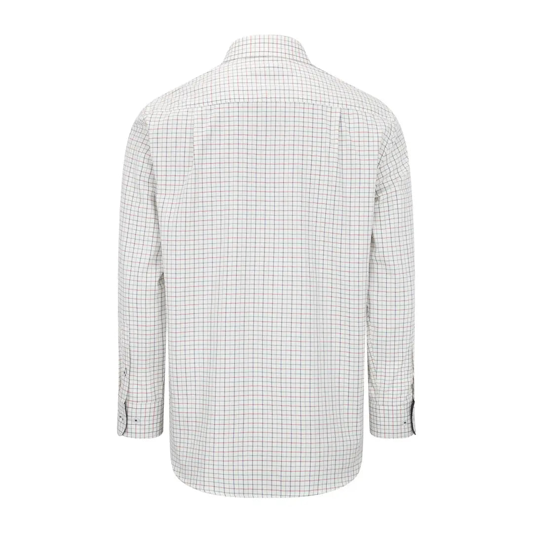 White button-up shirt with a thin black grid pattern from New Forest Premium Tattersall Shirt