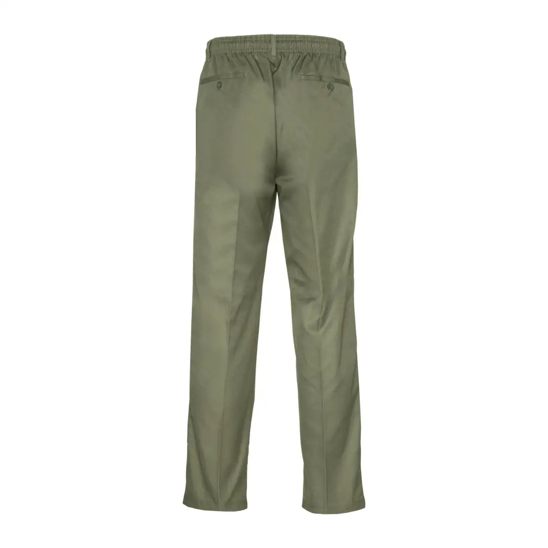 Olive green New Forest Rugby Trousers with an elasticated waist and straight legs