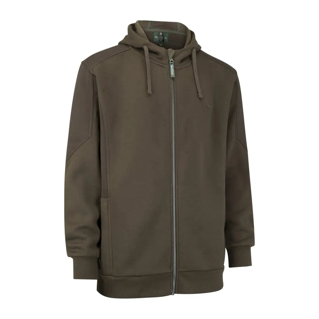 Olive green New Forest Stag Hoodie in quality poly cotton with zip, drawstrings, and pockets