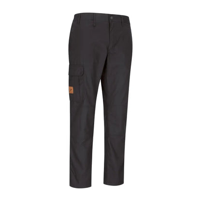 Dark gray Forest Trail Trousers with leather patch, perfect for hiking adventures