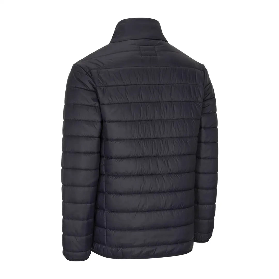 Black quilted puffer jacket with horizontal stitching, perfect for your Forest Trek adventures