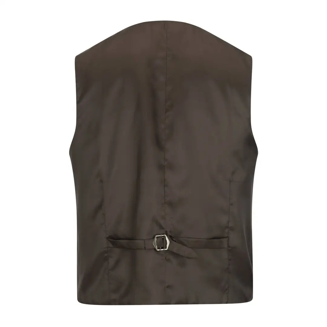 Dark brown wool mix waistcoat with adjustable strap for a perfect fit