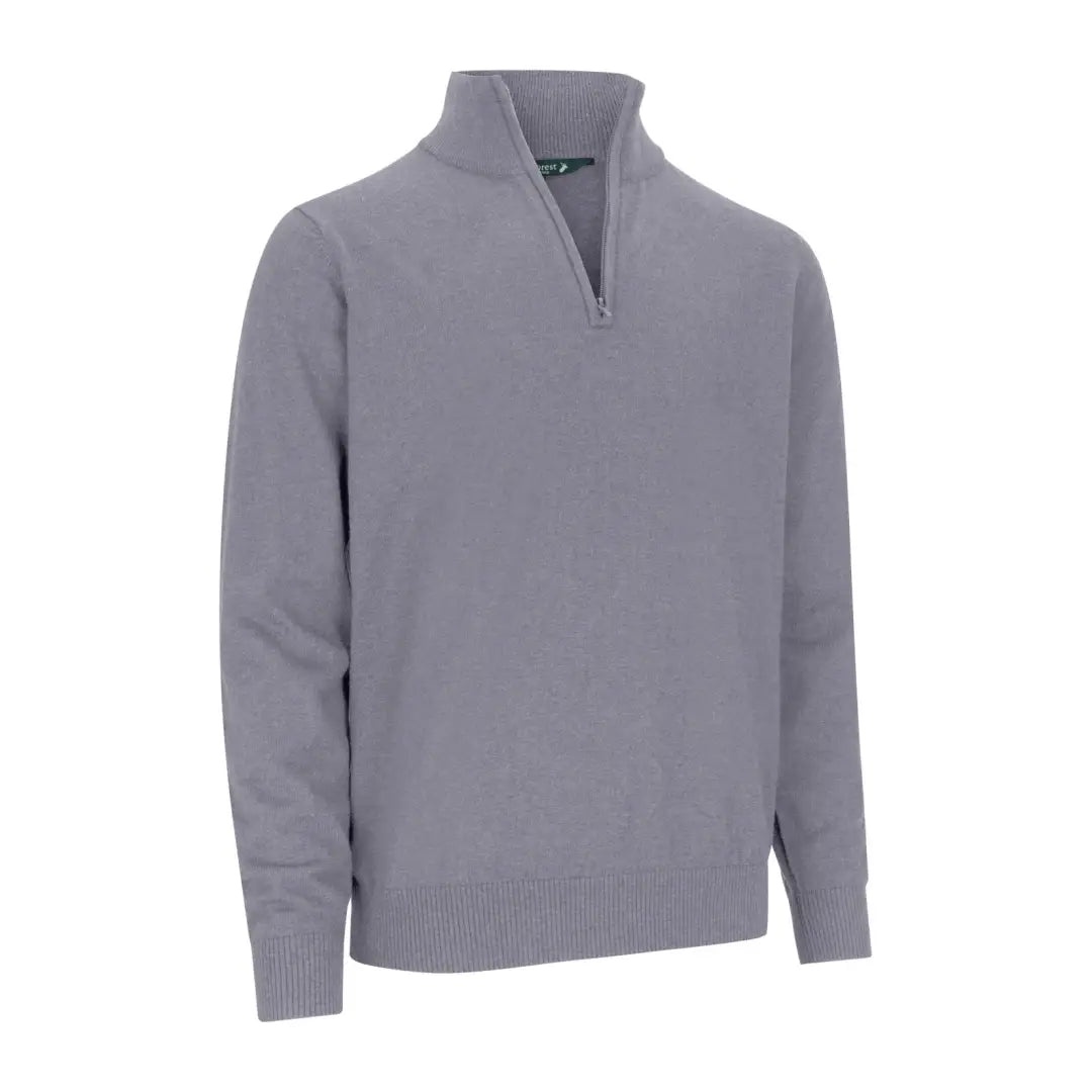 Gray zip neck jumper with ribbed cuffs and hem for cozy, stylish comfort