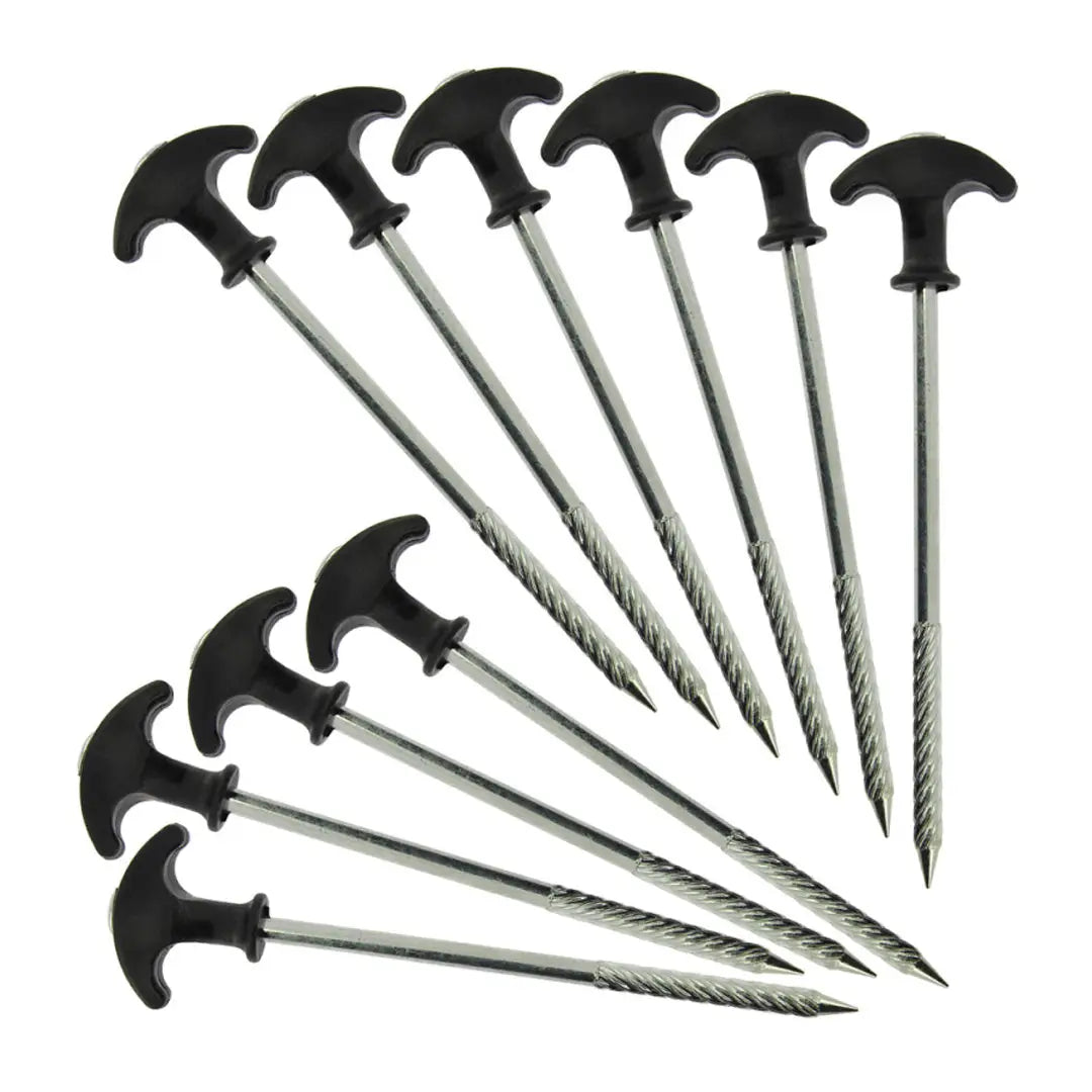 Set of NGT Bivvy Pegs with T-shaped handles for secure tent setup