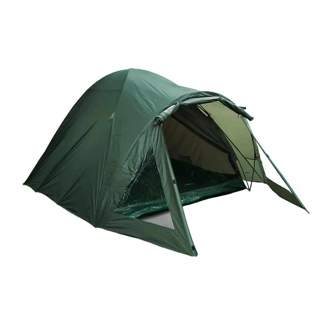 Green NGT Domed Double Skinned 2 Man Bivvy tent with a dome shape and vestibule