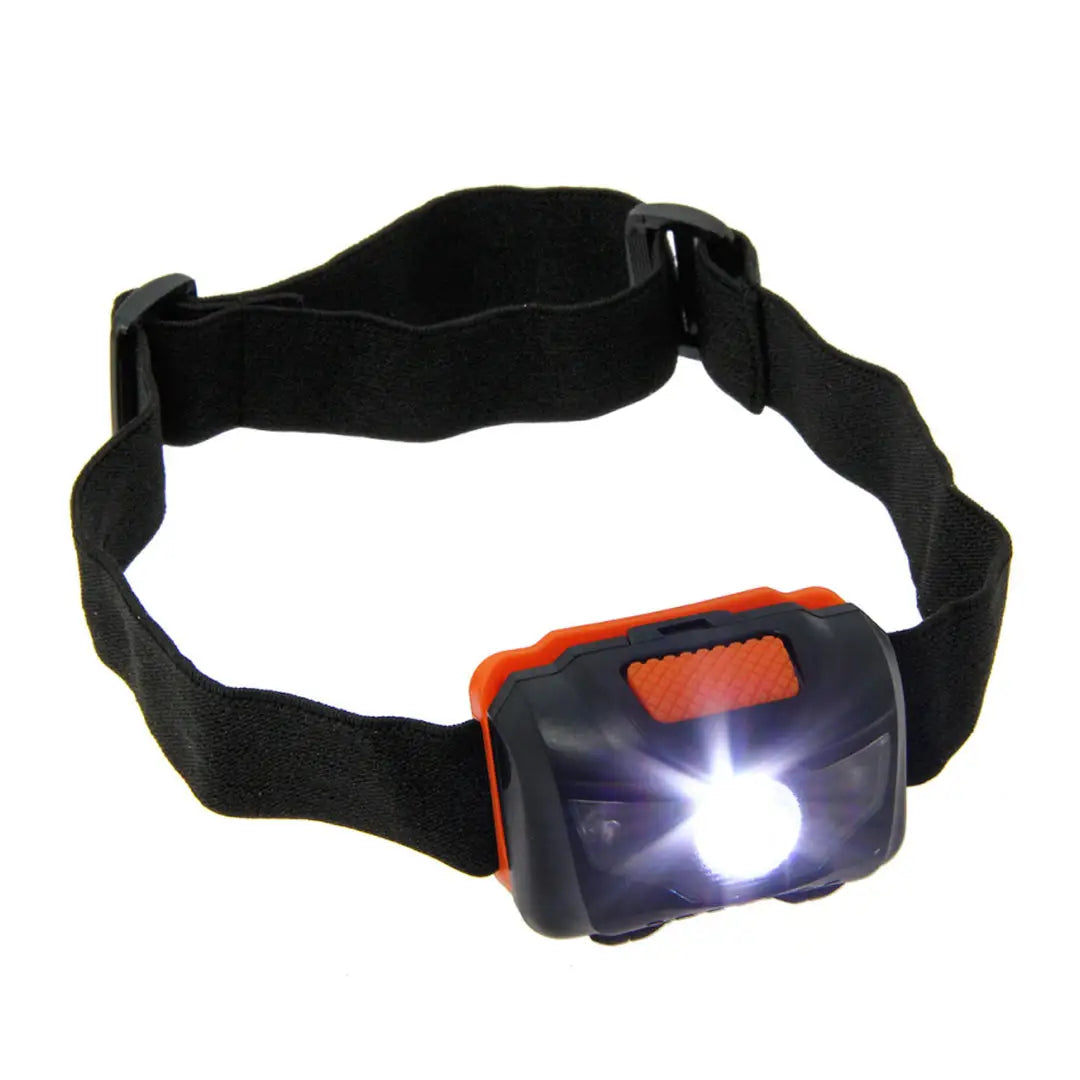 NGT LED Cree Headlamp with adjustable black strap and bright orange accents