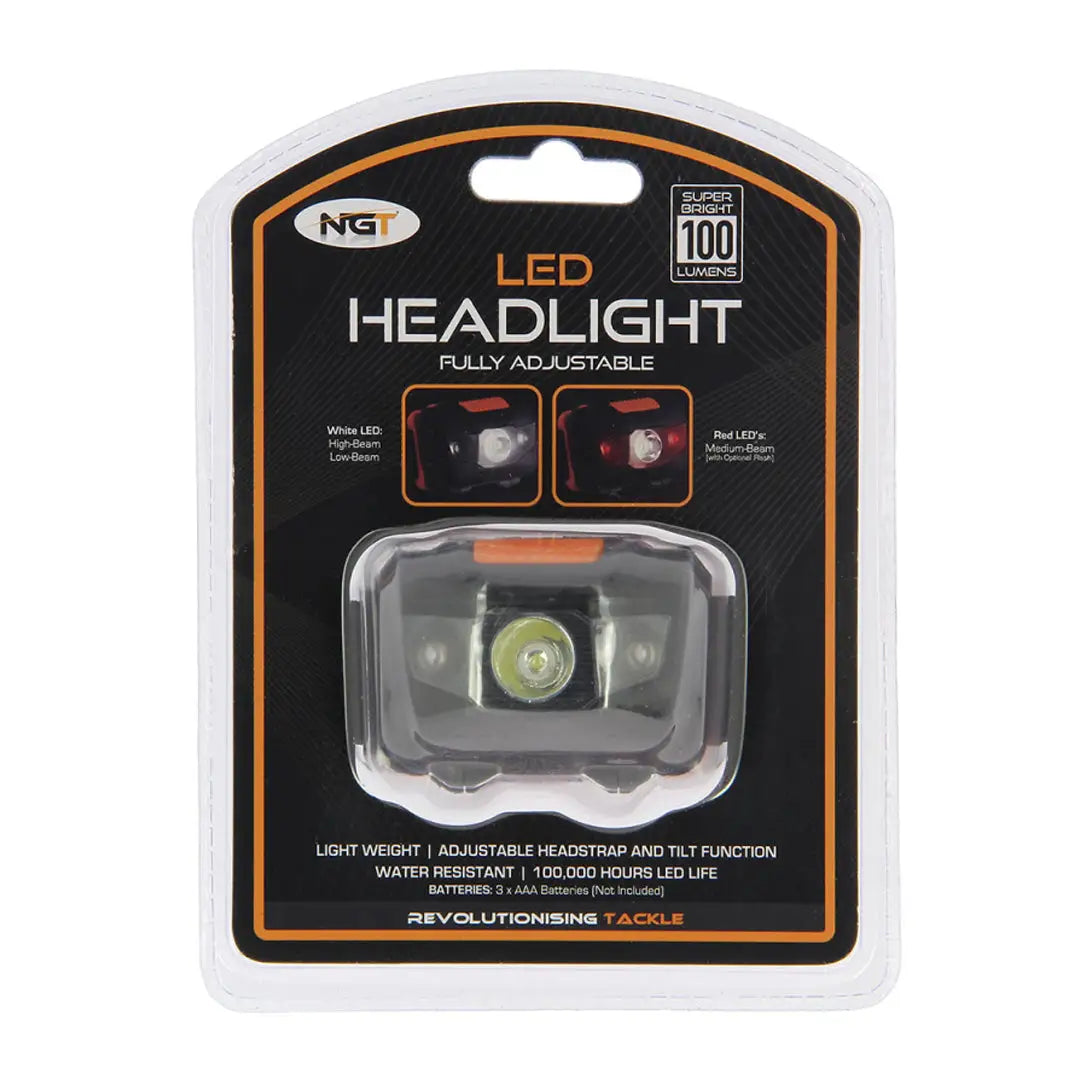 NGT LED Cree Headlamp in retail packaging, perfect for bright outdoor adventures