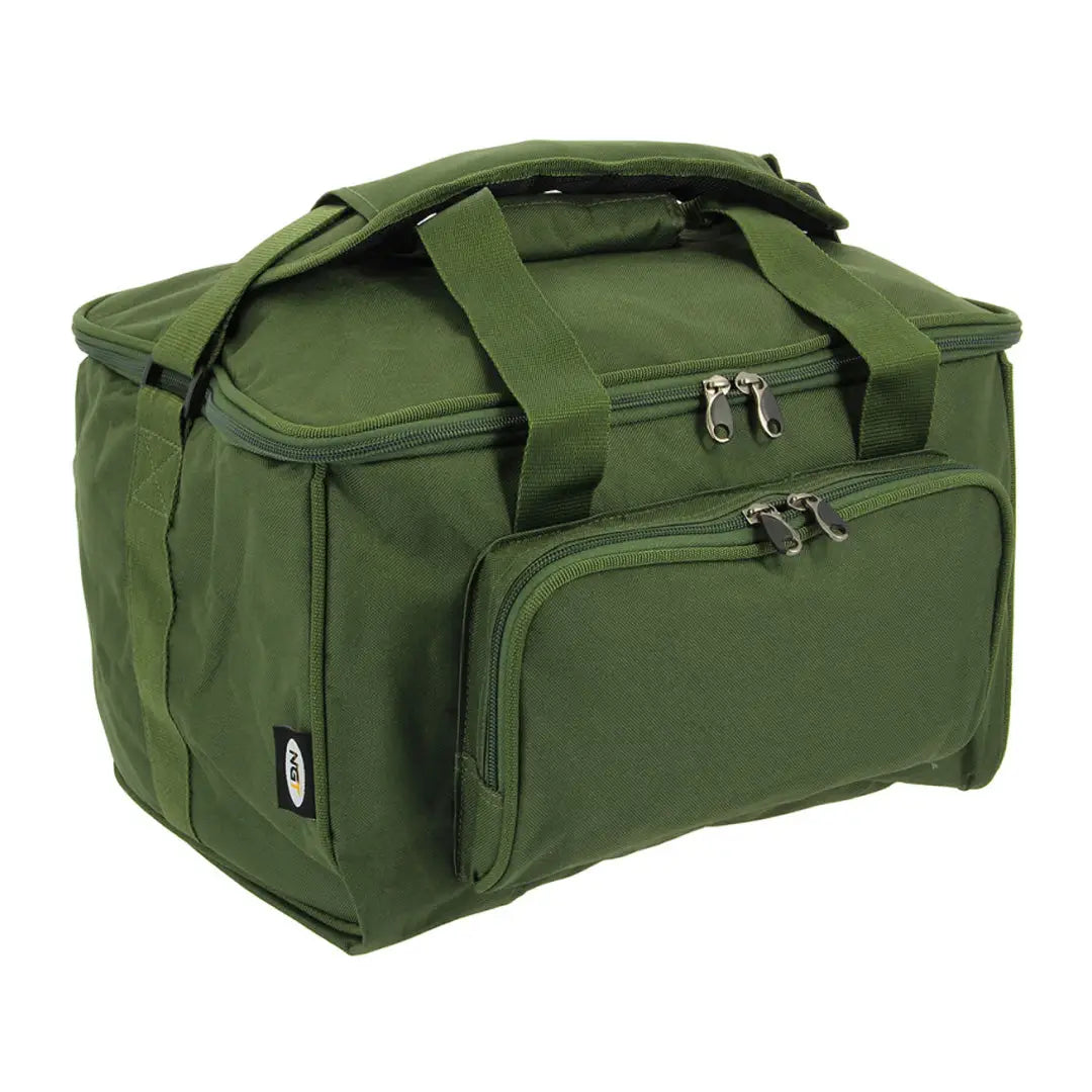 Green duffel bag with compartments and straps, perfect for NGT Quickfish Carryall fans