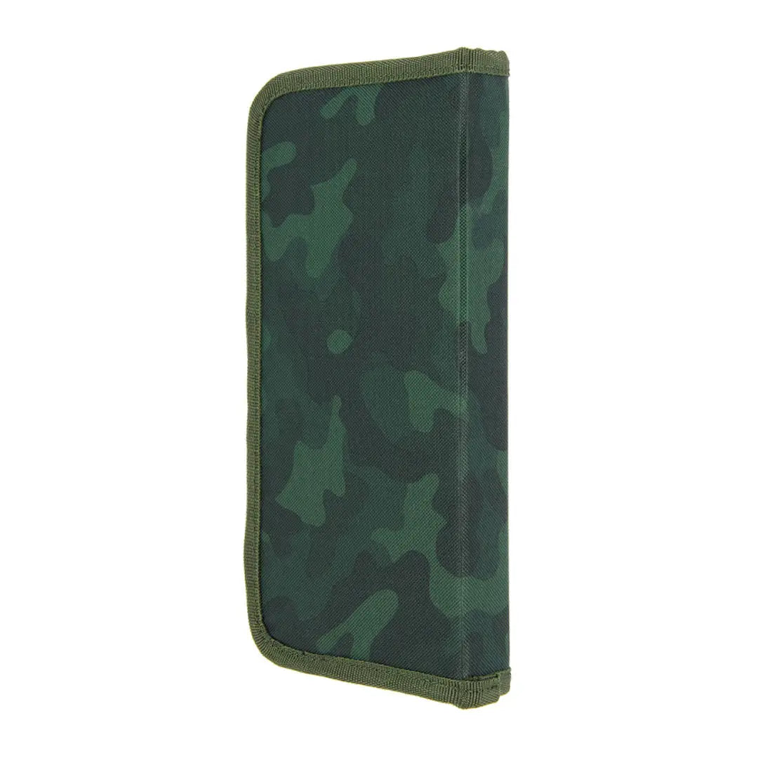 Camouflage-patterned NGT Stiff Rig Wallet with zippered edge for fishing gear