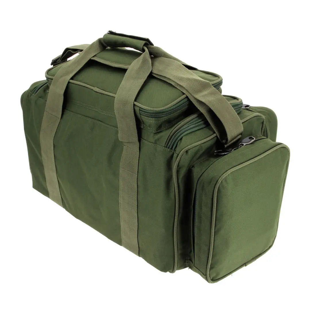 Olive green NGT XPR 6 Compartment Carryall with straps for country clothing adventures