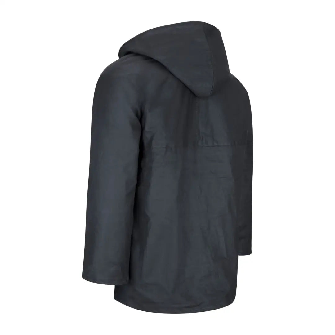 Dark gray padded wax jacket with a smooth matte finish, perfect for winter wear