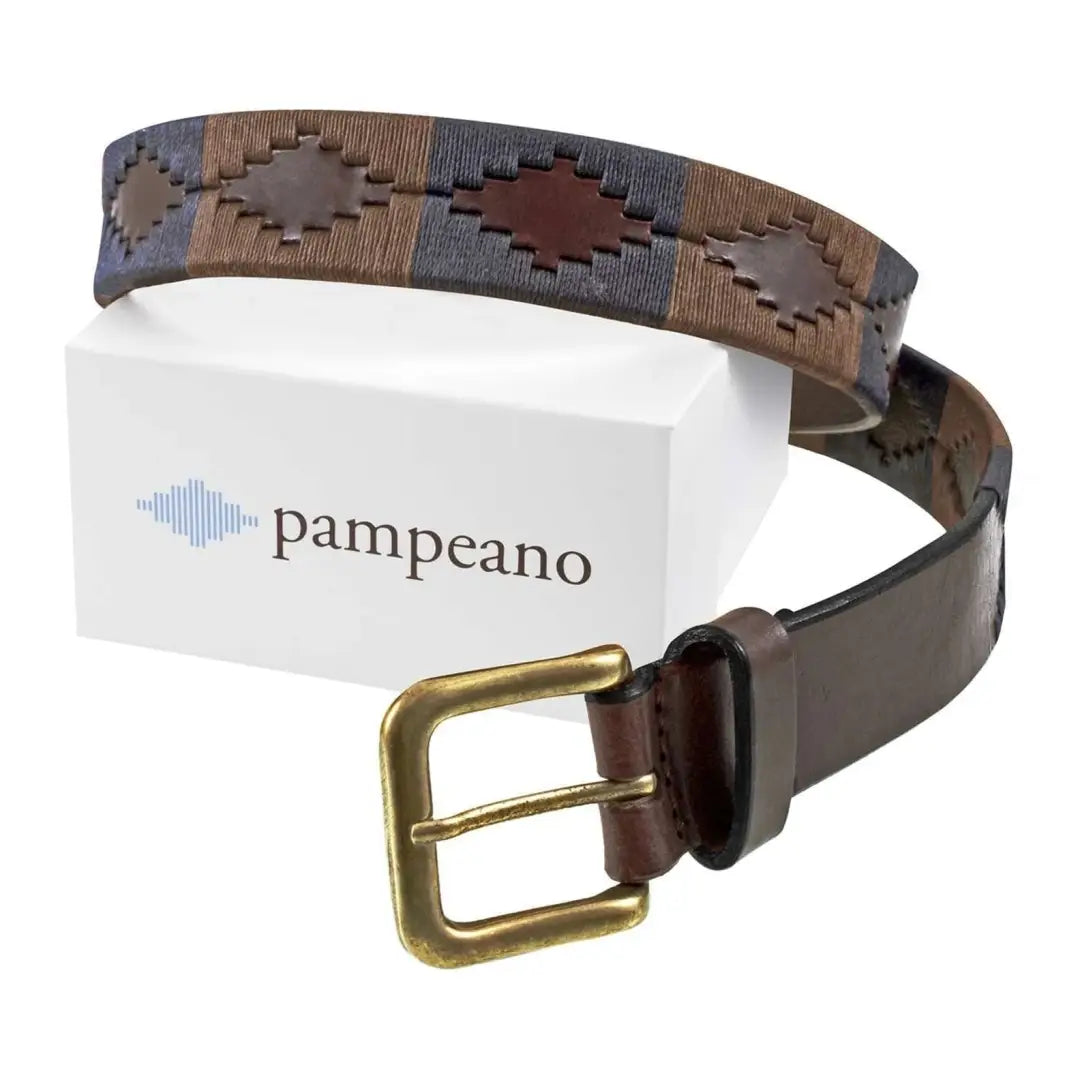 Stylish Pampeano Jefe Polo Belt with embroidered design and brass buckle, perfect for any outfit