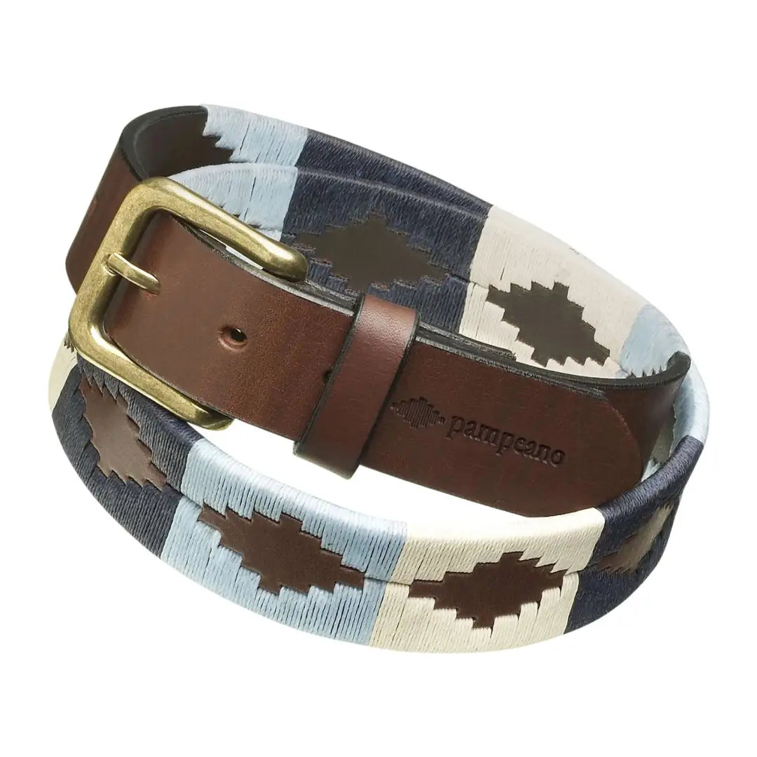 Stylish Pampeano Sereno Polo Belt with geometric pattern in leather and fabric