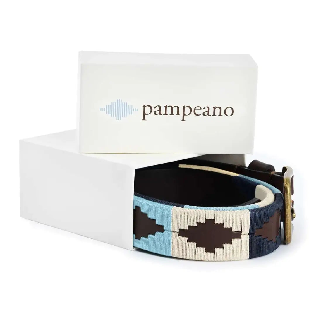 Leather Sereno Polo Belt with vibrant geometric woven patterns for a stylish look