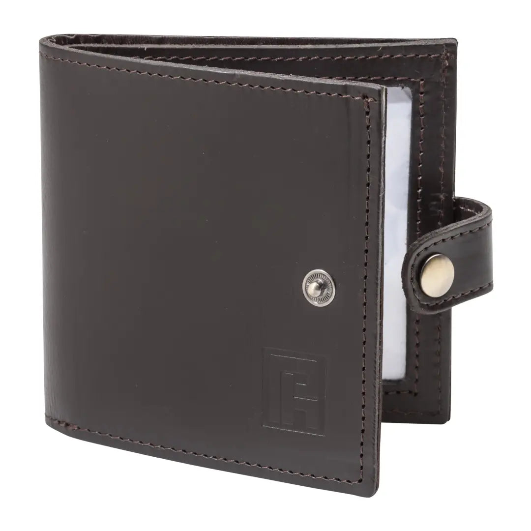 Dark brown leather wallet with snap closure, perfect for your Parker-Hale Brockenhurst certificate