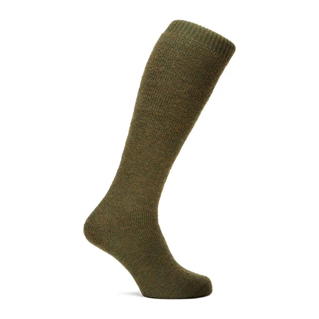 Olive green Pennine Poacher knee-high shooting sock standing upright