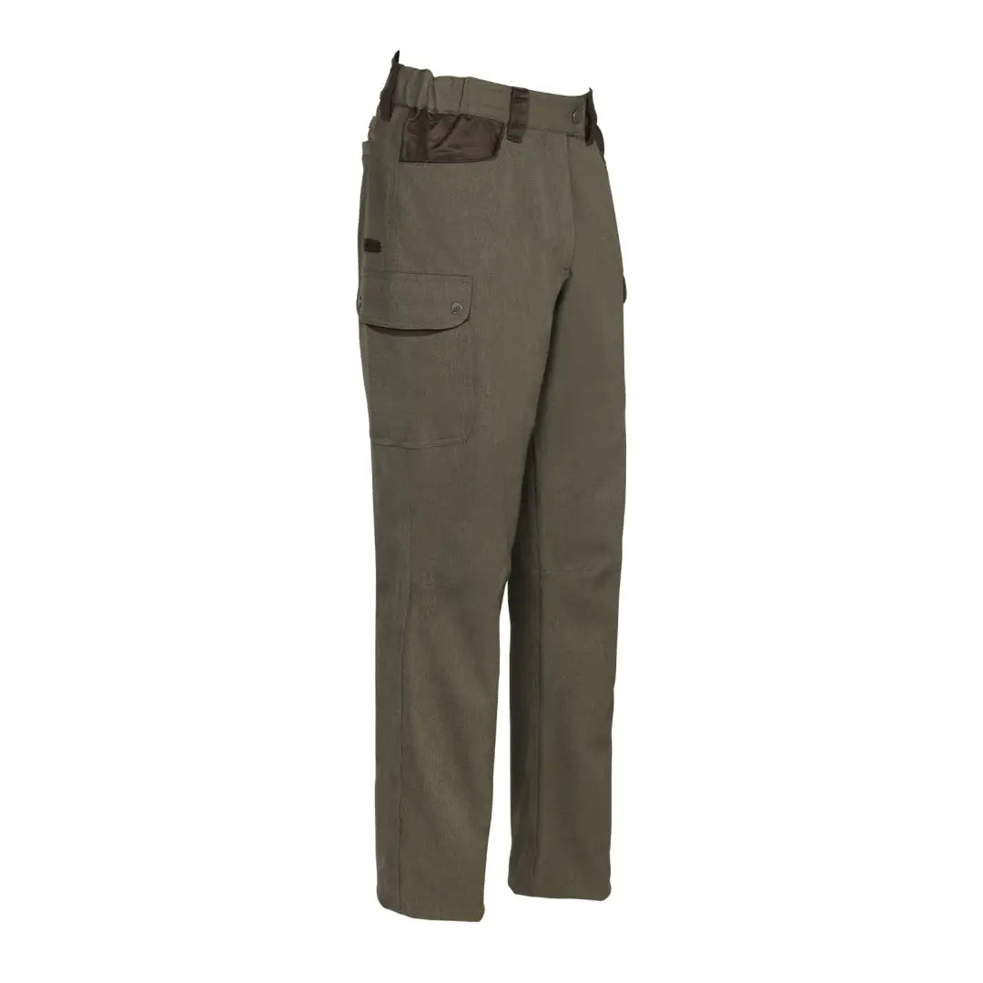 Olive green Percussion Berry Trousers with pockets, perfect for breathable hunting