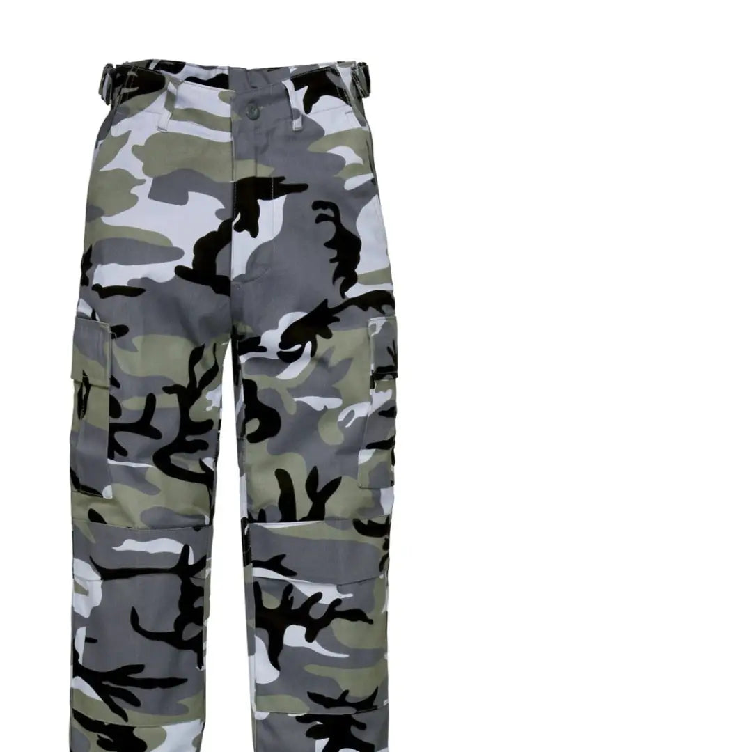 Camouflage Cargo Pants in Gray, Black, and Olive Green - Percussion Childrens BDU Camo Trousers