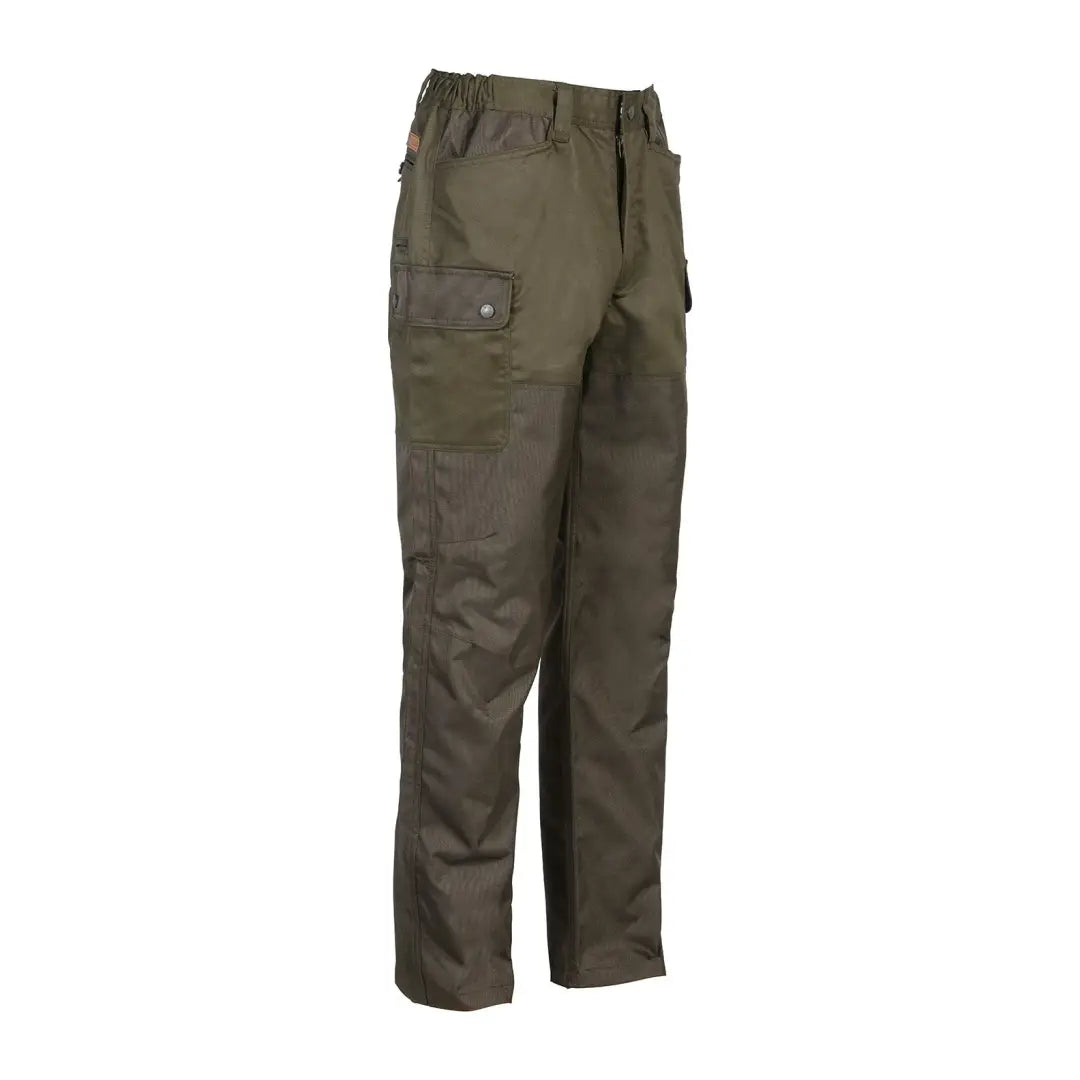 Olive green Percy Tradition Bush Trousers with pockets for adventurous kids